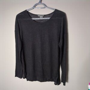 Vince Classic Black Long Sleeve Shirt Linen Blend Size XS Relaxed